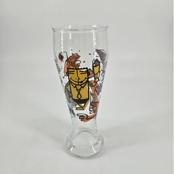 Vintage 90s Ritzenhoff Pilsner Beer Cartoon Contemporary Art Glass Jan Bazing - Picture 1 of 11